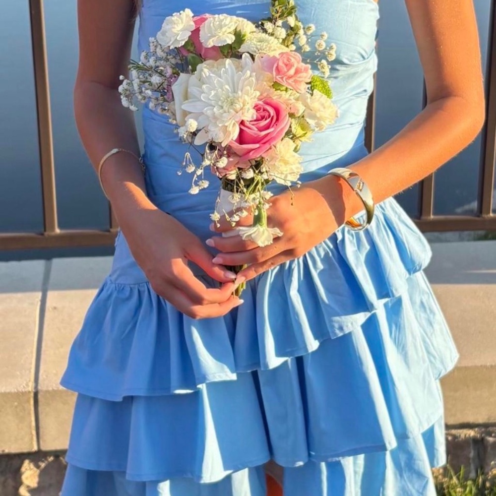 Light blue ruffle dress